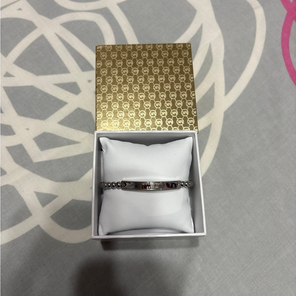 Michael Kors Silver Bar Beaded Bracelet